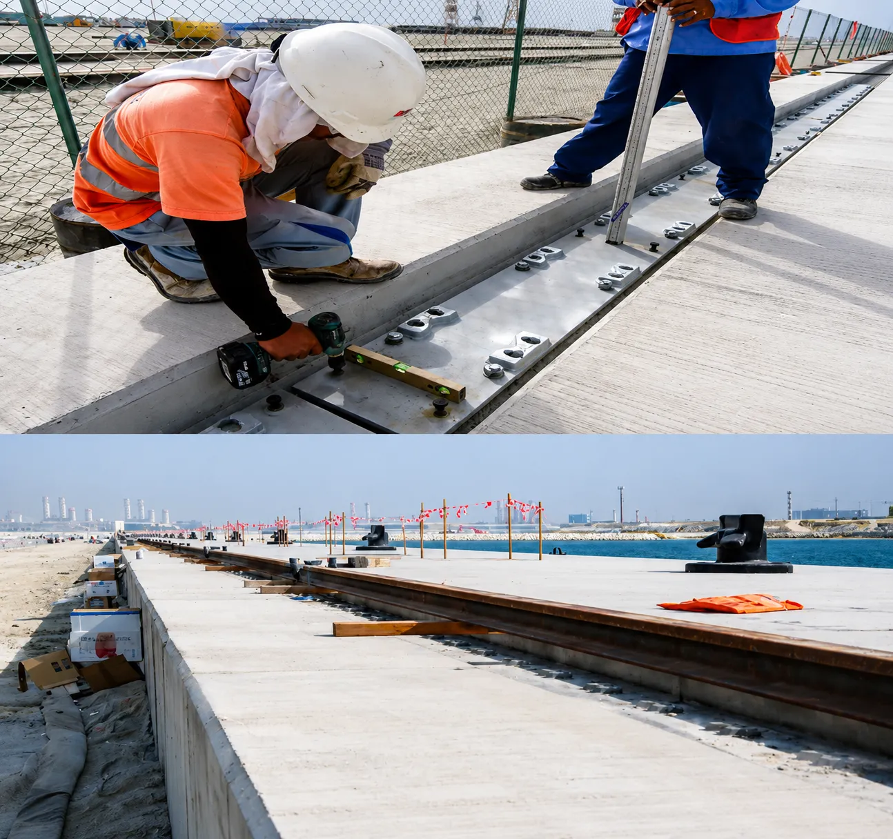 Precision crane rail alignment work
