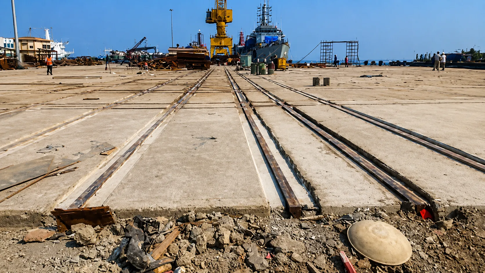 Port crane rail ready for commissioning handover