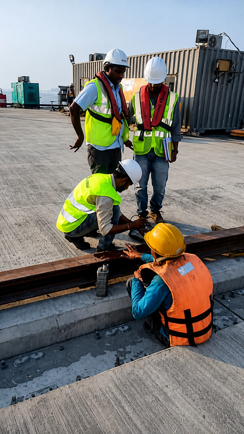 NDT inspection team carrying out rail weld inspection